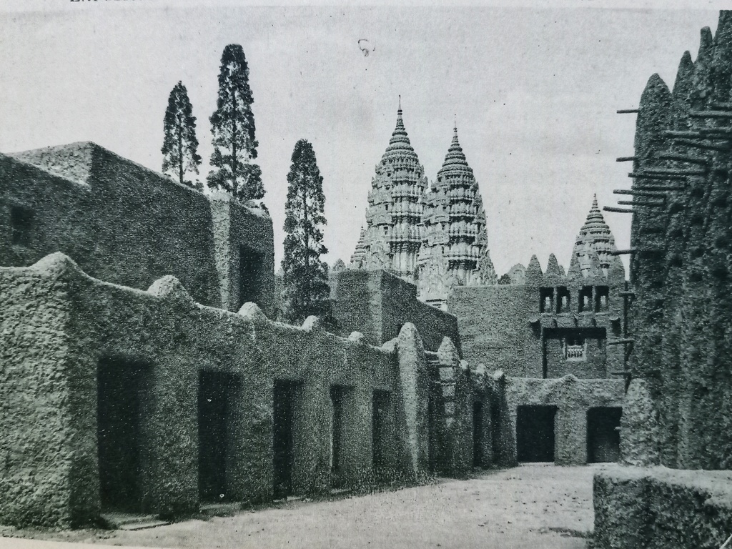 The famous Angkor Wat (background) reconstruction was among the largest examples